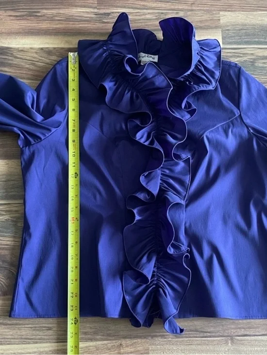 Joseph Ribkoff Purple Ruffled Front Blouse - Picture 9 of 9